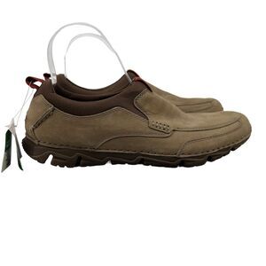 Rockport Shoes Mens 8 Khaki Tan Nubuck Leather Slip On Loafer Adiprene Adidas